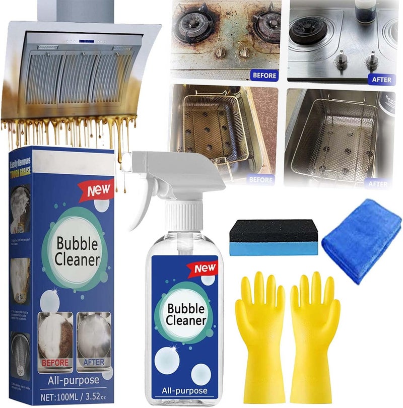 كلاراكو رغوة تنظيف متعددة الأغراض بدون شطف، رغوة تنظيف متعددة الأغراض جديدة 2023، رغوة تنظيف شحوم المطبخ، رغوة تنظيف فائقة السحر لإزالة البقع (100 مل، قطعة واحدة) - Image 1