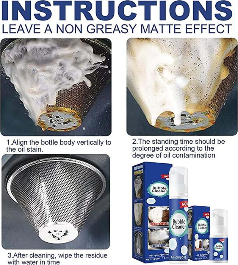 كلاراكو رغوة تنظيف متعددة الأغراض بدون شطف، رغوة تنظيف متعددة الأغراض جديدة 2023، رغوة تنظيف شحوم المطبخ، رغوة تنظيف فائقة السحر لإزالة البقع (100 مل، قطعة واحدة) - Image 4