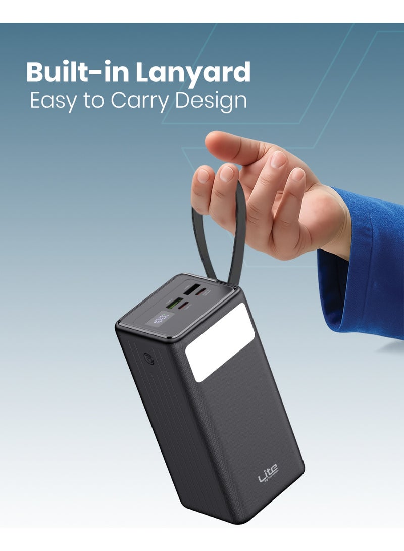 Moxedo Lite Multi-Port 50,000 mAh PD 20W Mini Power Station Fast Charging 2 USB-C / 2 USB-A Ports Portable with Built-in LED Flash Light and Lanyard - Image 5