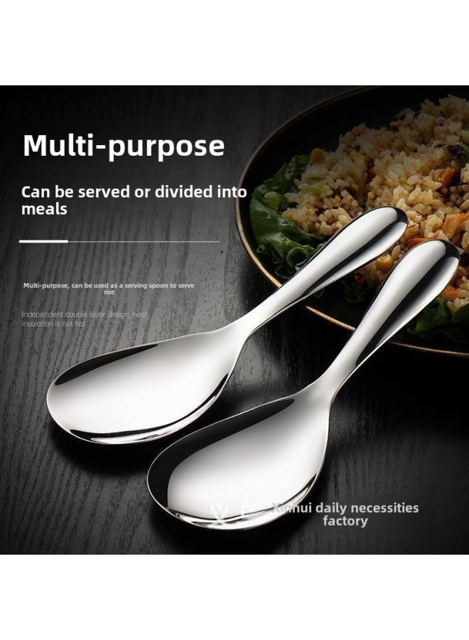 Household Stainless Steel Rice Spoon For Rice Non-stick Rice Spoon For Rice Spoon Shovel Rice Rice Dishes Public Spoon Special Thick Rice Spoon-Specifications:Stainless Steel Rice Spoon  - Image 2