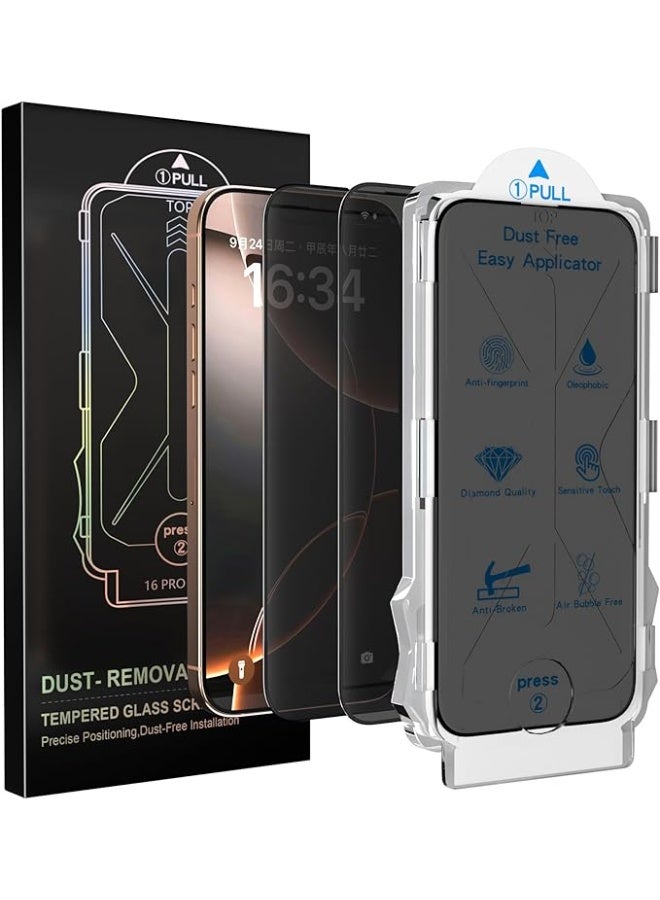الغي اند كو واقي شاشة عالي الجودة للخصوصية مع مجموعة تثبيت لهاتف iPhone 16 Pro Max قطعتين - Image 1
