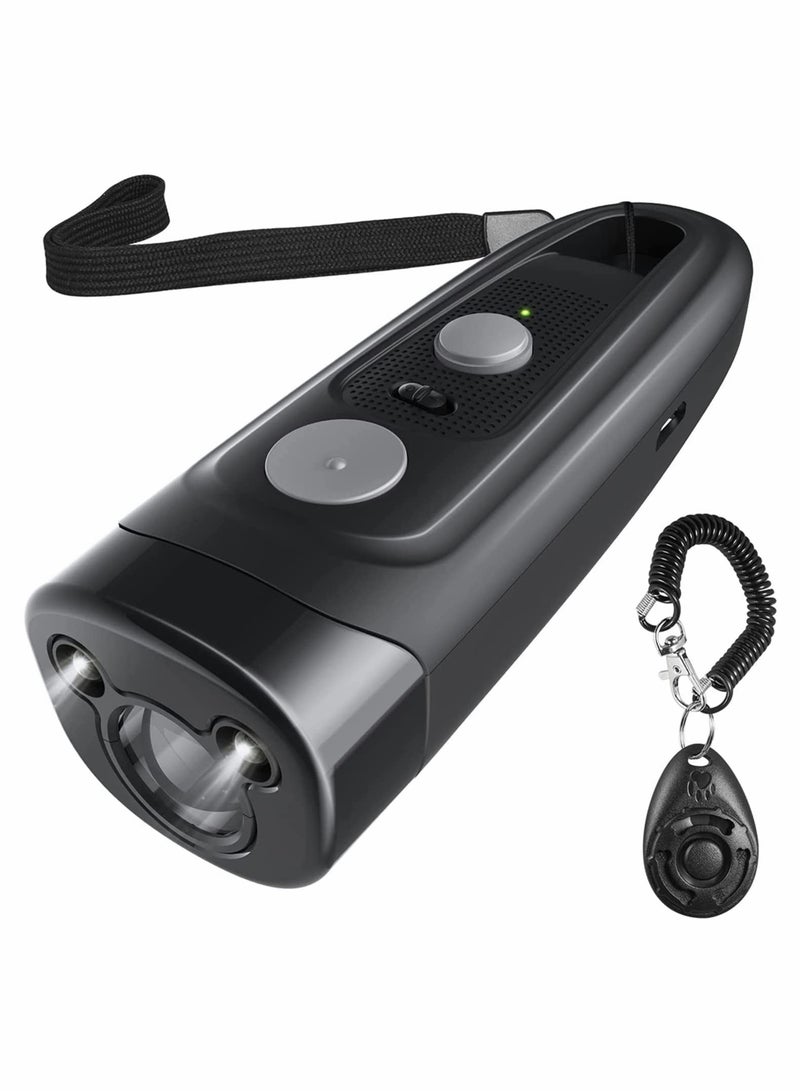 Excefore Ultrasonic Dog Dark Deterrent Dog Barking Control Devices Rechargeable Anti Barking Device Outdoor and Indoor Handheld Stop Neighbors Dog Barking 16.5ft Range LED Flashlight with Dog Clicker  - Image 1