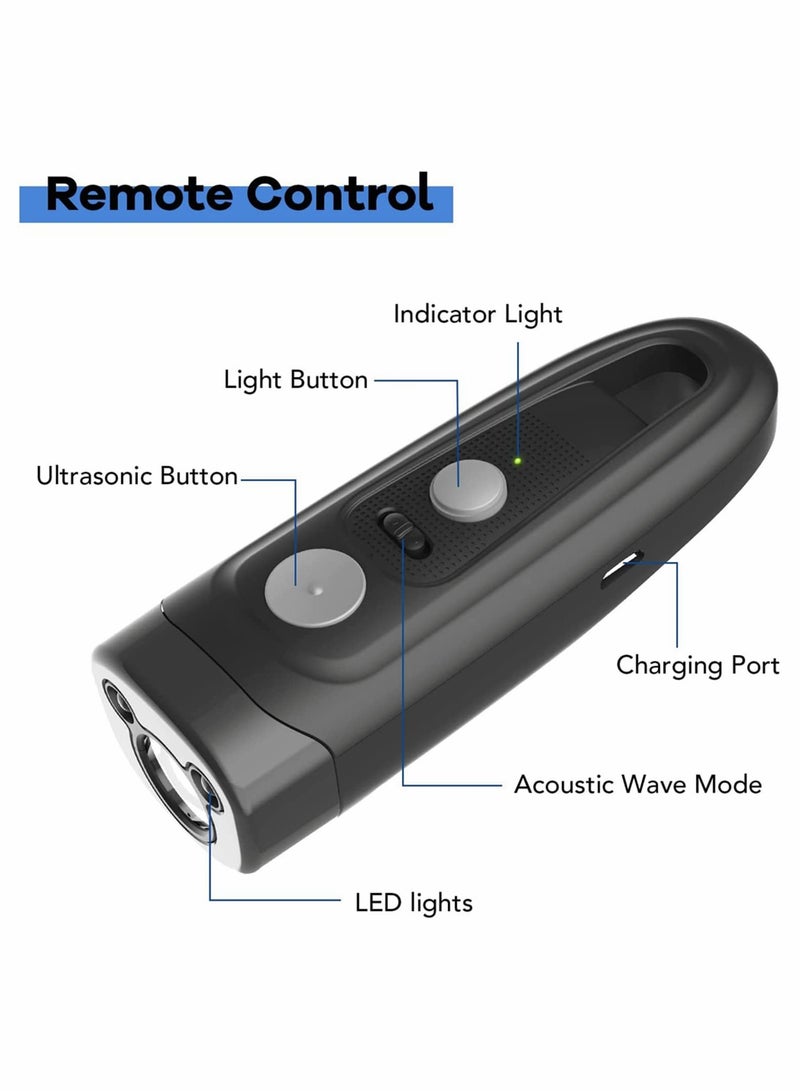 Excefore Ultrasonic Dog Dark Deterrent Dog Barking Control Devices Rechargeable Anti Barking Device Outdoor and Indoor Handheld Stop Neighbors Dog Barking 16.5ft Range LED Flashlight with Dog Clicker  - Image 3