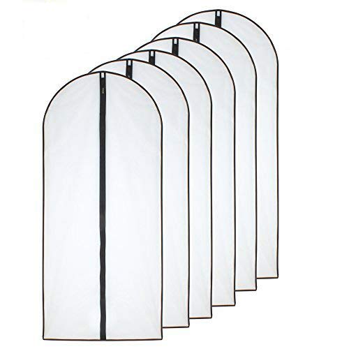HomeClean Hanging Garment Bag (Set Of 6) Black Side Breathable Dress Bags For Hanging Clothes Cloth Cover For Closet Clear Full Zipper Bags For Coat Clothes Storage (24'' X 54''  Black) - Image 1