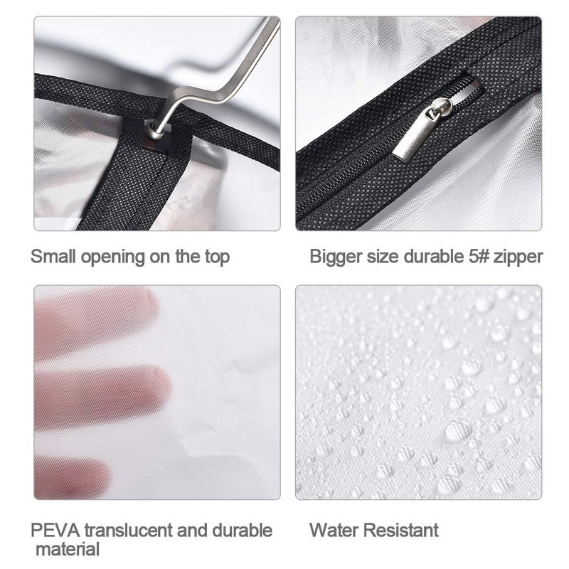 HomeClean Hanging Garment Bag (Set Of 6) Black Side Breathable Dress Bags For Hanging Clothes Cloth Cover For Closet Clear Full Zipper Bags For Coat Clothes Storage (24'' X 54''  Black) - Image 3