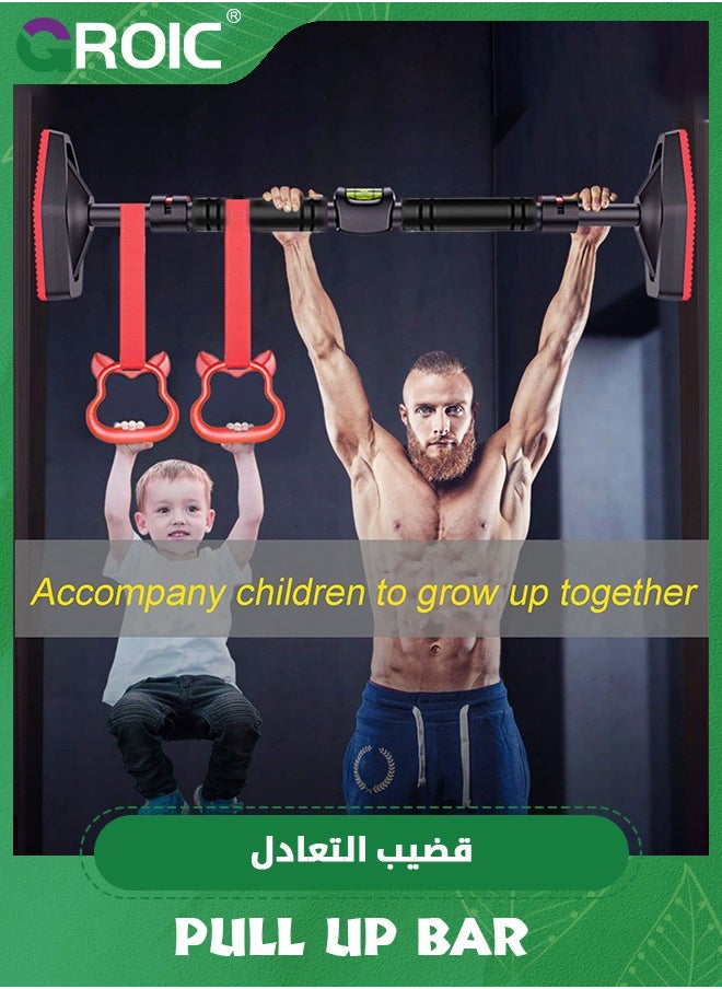 GROIC Pull Up Bar for Doorway, Strength Training Pullup Bar with Hanging Ring,Chin Up Bar Upper Body Workout Equipment,Home Gym Exercise Fitness Equipment  - Image 4