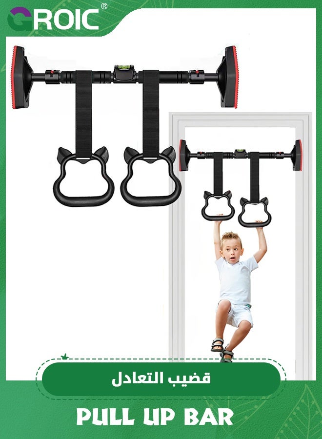 Pull Up Bar for Doorway, Strength Training Pullup Bar with Hanging Ring,Chin Up Bar Upper Body Workout Equipment,Home Gym Exercise Fitness Equipment