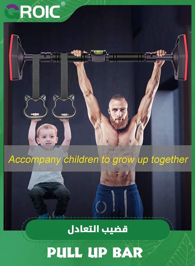 GROIC Pull Up Bar for Doorway, Strength Training Pullup Bar with Hanging Ring,Chin Up Bar Upper Body Workout Equipment,Home Gym Exercise Fitness Equipment - Image 4