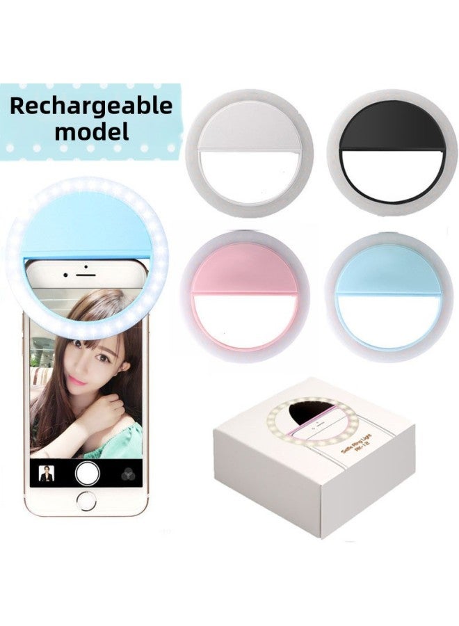 Loquat Mobile Phone Fill Light Beauty Selfie Light LED Ring Fill Light Artifact Live Photography Flash Manufacturers-Color:Charm Eye Battery/Blue - Image 4