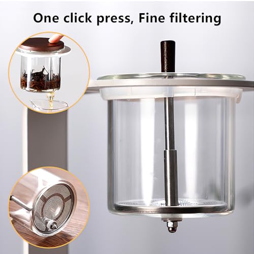 CUNHUY Lazy Kungfu Drip TeaPot, Heat Resistant Tea Set, Semi-Automatic Glass Teapot Suit for Magnetic Water Flow Wooden Glass Teapot Set - Image 4
