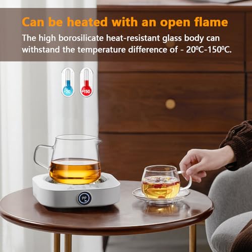 CUNHUY Lazy Kungfu Drip TeaPot, Heat Resistant Tea Set, Semi-Automatic Glass Teapot Suit for Magnetic Water Flow Wooden Glass Teapot Set - Image 5