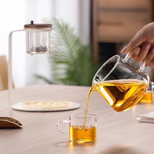 CUNHUY Lazy Kungfu Drip TeaPot, Heat Resistant Tea Set, Semi-Automatic Glass Teapot Suit for Magnetic Water Flow Wooden Glass Teapot Set - Image 3