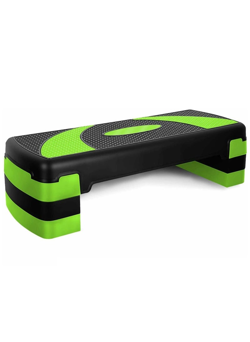 Generic Adjustable Fitness Aerobic Exercise Step Board, 78x29 CM - Black & Green 