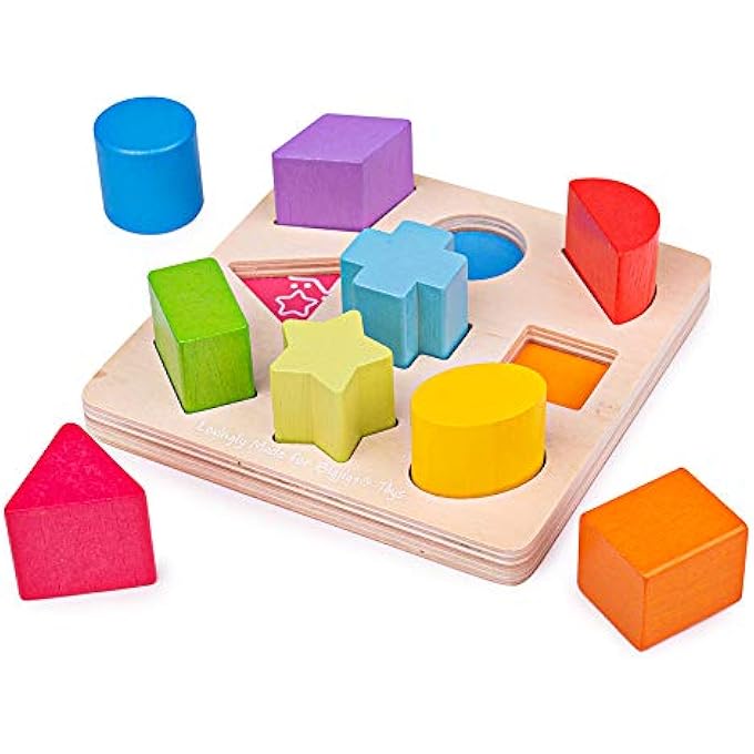 MY FIRST WOODEN SHAPE SORTER WITH 10 PLAY PIECES - Image 1