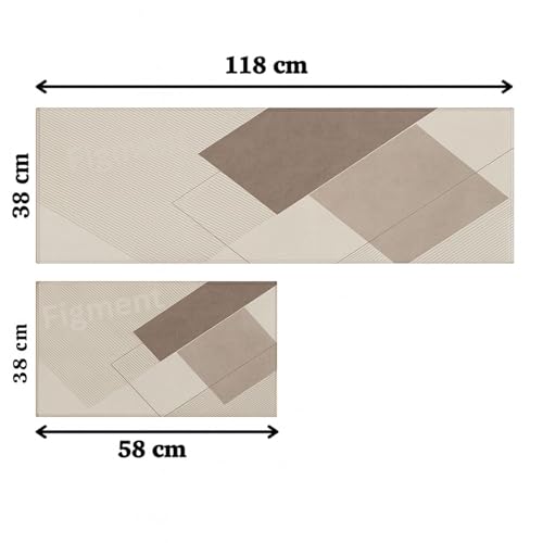 FIGMENT 2 Pcs Kitchen Mat for Floor, Non-Slip Cushioned Standing Mat, Waterproof & Easy to Clean, Comfort Floor Mat for Kitchen, Office & Home (118 * 38 cm, 58 * 38 cm) - Image 2