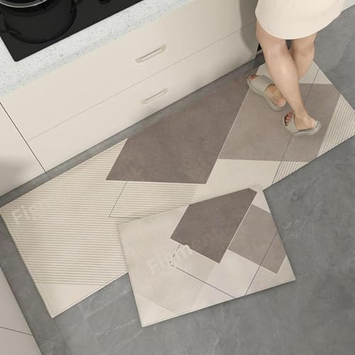 FIGMENT 2 Pcs Kitchen Mat for Floor, Non-Slip Cushioned Standing Mat, Waterproof & Easy to Clean, Comfort Floor Mat for Kitchen, Office & Home (118 * 38 cm, 58 * 38 cm) - Image 1