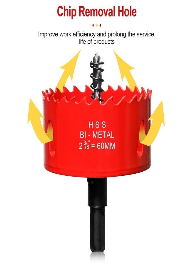 ITOOLFIRM Hole Saw 2 3/8” (60mm) for Wood and Plastic, HSS Bi-Metal Hole Cutter Core Drill Bit for Drywall, PVC Boards, Fiberglass and Vent Pipes - Image 3