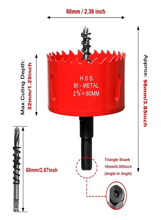 ITOOLFIRM Hole Saw 2 3/8” (60mm) for Wood and Plastic, HSS Bi-Metal Hole Cutter Core Drill Bit for Drywall, PVC Boards, Fiberglass and Vent Pipes - Image 2