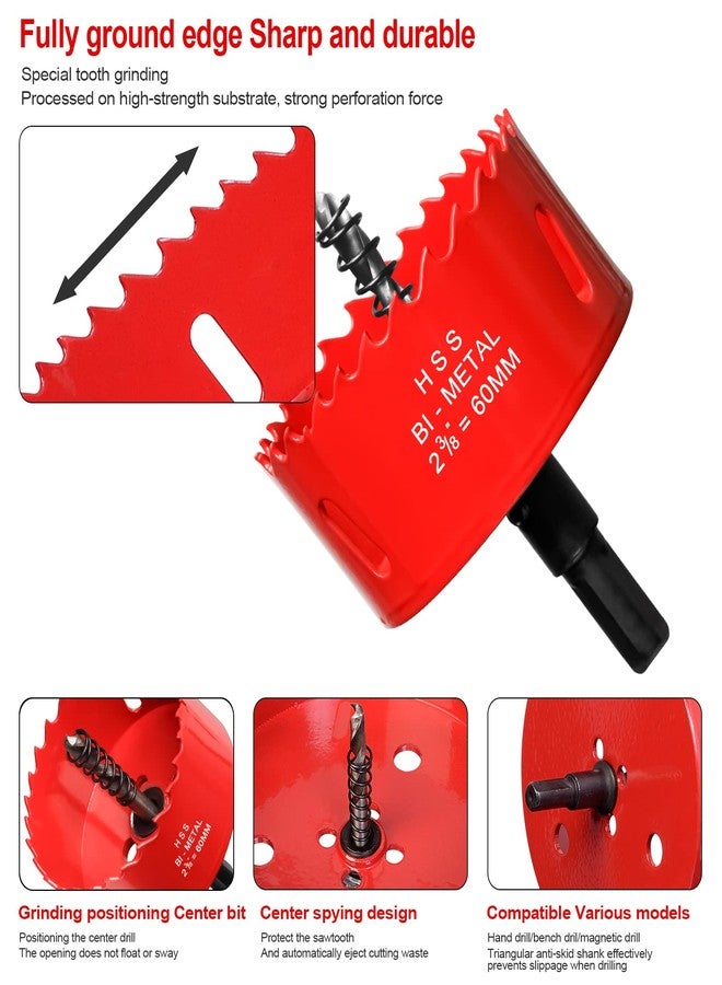 ITOOLFIRM Hole Saw 2 3/8” (60mm) for Wood and Plastic, HSS Bi-Metal Hole Cutter Core Drill Bit for Drywall, PVC Boards, Fiberglass and Vent Pipes - Image 4