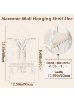 Antikiano Macrame Indoor Wall Hanging Shelf Hand Woven Bohemian Décor 65x35  - Image 2