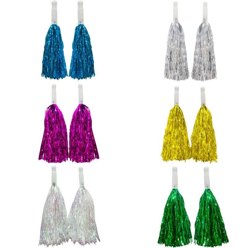 Asian Hobby Crafts Pom Poms for Cheerleading, Celebrations, Festivals, Sport Events, Party décor, Room décor etc. Color : Silver : Pack of 2 Size :10" Inches - Image 4