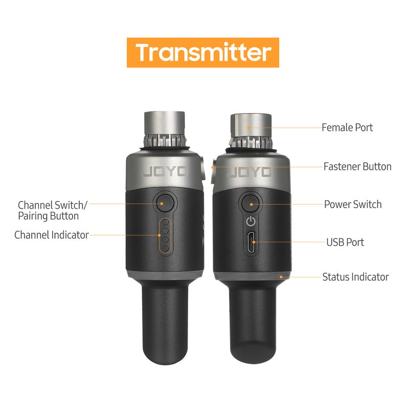 JOYO MW-1 5.8GHz Rechargeable Wireless Microphone System Wireless Microphone Transmitter & Receiver for Dynamic Microphone Audio Mixer Amp and Camera - Image 5