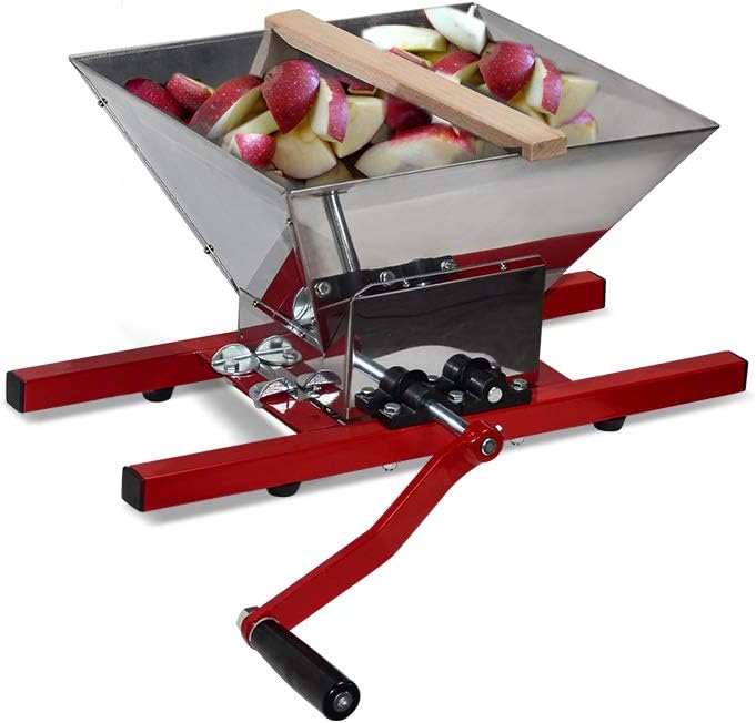 SQUEEZE master Fruit Apple Wine Classic Crusher -7 Litre/1.8Gallon Manual Grinder- Large Stainless Steel-Red - Image 1