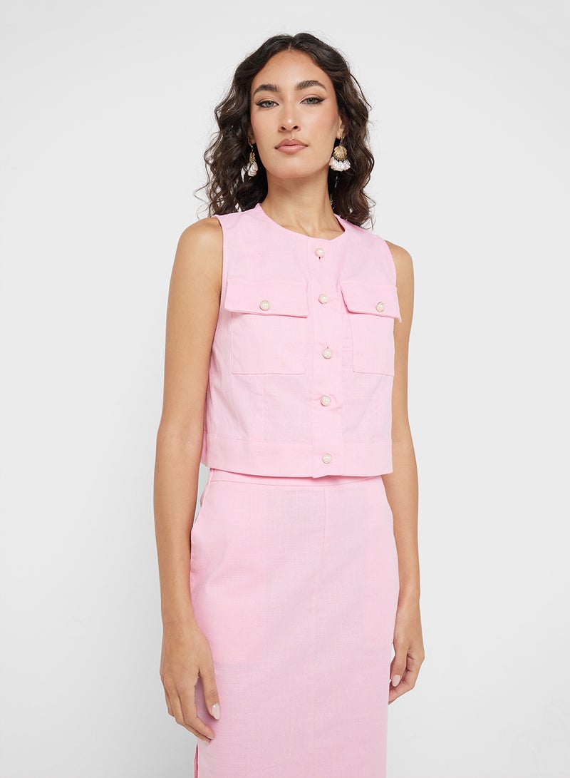 Ginger Button Up Vest & Maxi Skirt Co-Ord Set - Image 3