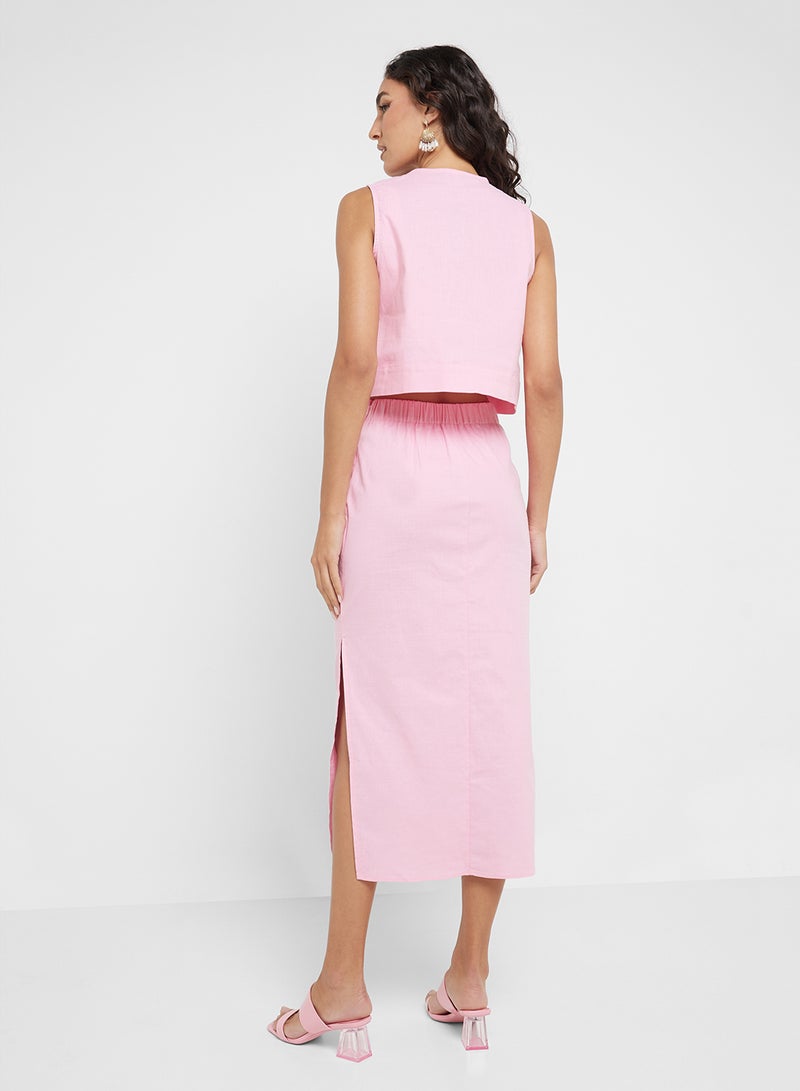 Ginger Button Up Vest & Maxi Skirt Co-Ord Set - Image 2