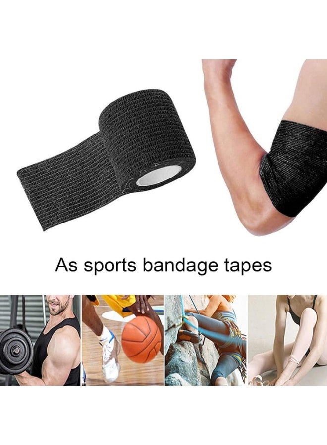 Meetion Self-adhesive Bandage - 6pcs Grips Wrap Disposable Self Adhering Elastic Non-Woven for Handle Grip Tube Postoperative Wound Sports Protection (Black) - Image 5
