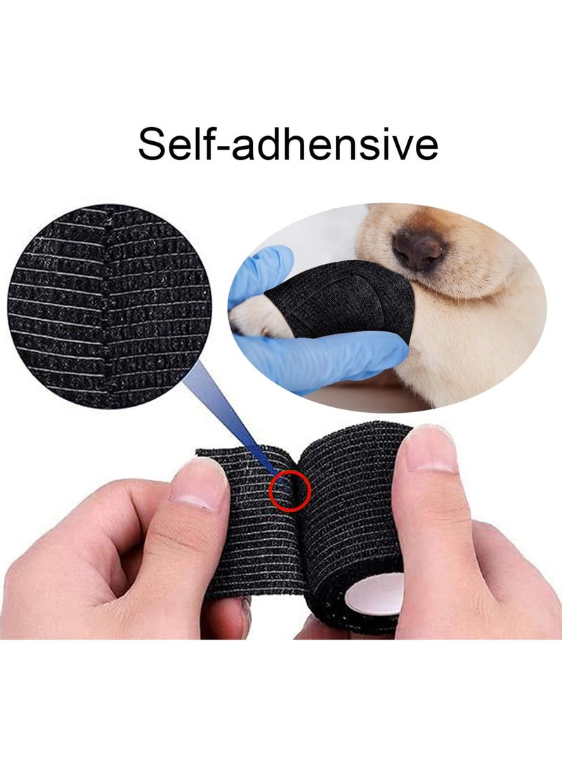 Meetion Self-adhesive Bandage - 6pcs Grips Wrap Disposable Self Adhering Elastic Non-Woven for Handle Grip Tube Postoperative Wound Sports Protection (Black) - Image 4