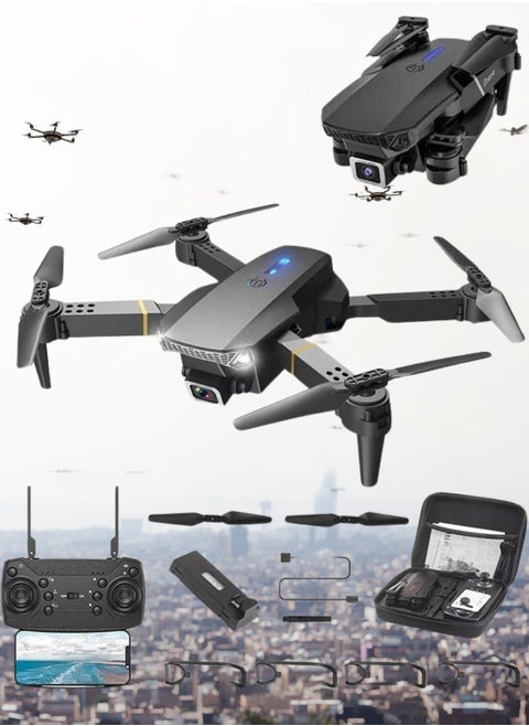 Foldable Quadcopter E88 Pro Max Drone with 4K Dual Camera for Adults, Remote Control Drone with Gesture Selfie, 3D Flips, Waypoint Flight, Altitude Hold, Long Control Range, Battery and Carrying Bag, Perfect Gift for Boys, Girls and Beginners