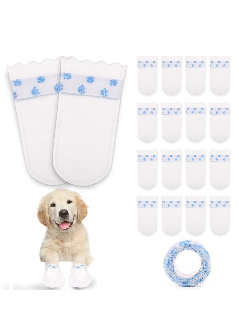 SYOSI - 24 Pack Dog Socks Paw Protectors Shoes, Stop Licking Dog Socks Paws, White Dog Booties Waterproof Disposable for Dog Cat Pets, Complete Paw Protection, Suitable for Various Occasions - Image 1