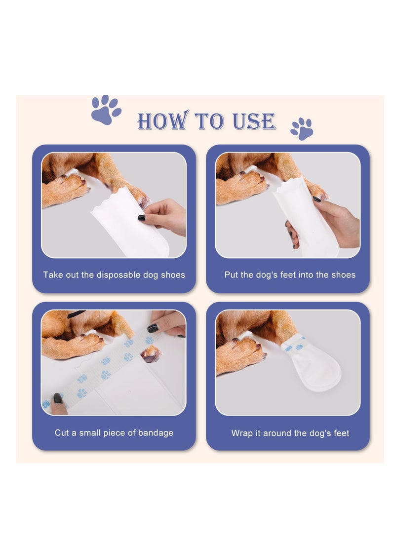 SYOSI - 24 Pack Dog Socks Paw Protectors Shoes, Stop Licking Dog Socks Paws, White Dog Booties Waterproof Disposable for Dog Cat Pets, Complete Paw Protection, Suitable for Various Occasions - Image 1