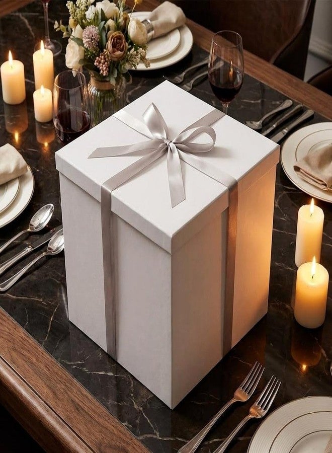 UoeRing Matte White Large Gift Box 1Pcs 12x12x11 Inch,Gift Box with Lid for Presents Birthdays,Christmas Valentine's Day,Mother's Day, with Ribbon Card Envelope Shredded Paper Fill - Image 2