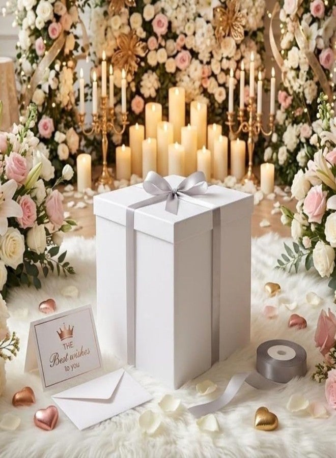 UoeRing Matte White Large Gift Box 1Pcs 12x12x11 Inch,Gift Box with Lid for Presents Birthdays,Christmas Valentine's Day,Mother's Day, with Ribbon Card Envelope Shredded Paper Fill - Image 5