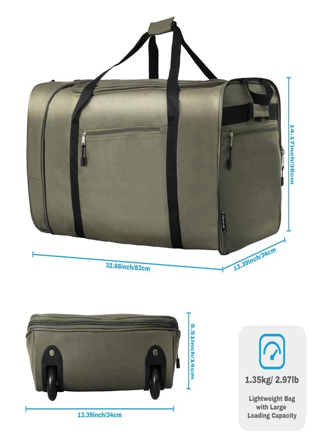 Finnhomy Expandable Rolling Duffel Bag with 2 Wheels Foldable Duffel Bag for Travel Carry on Duffel Bag with Wheels, GREEN, 32.68 x 13.39 x 14.17 inches, Foldable Luggage With Wheels - Image 2