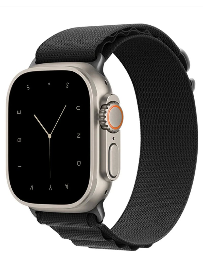 أكاليكس سوار Alpine Loop متوافق مع ساعات Apple Watch مقاسات 42 مم، 44 مم، 45 مم، 46 مم، 49 مم، سوار رياضي ناعم منسوج، سوار معصم بديل قابل للتعديل لساعات Apple Watch Series Ultra / SE / Series 1/2/3/4/5/6/7/8/9/10/11 - أسود - Image 1