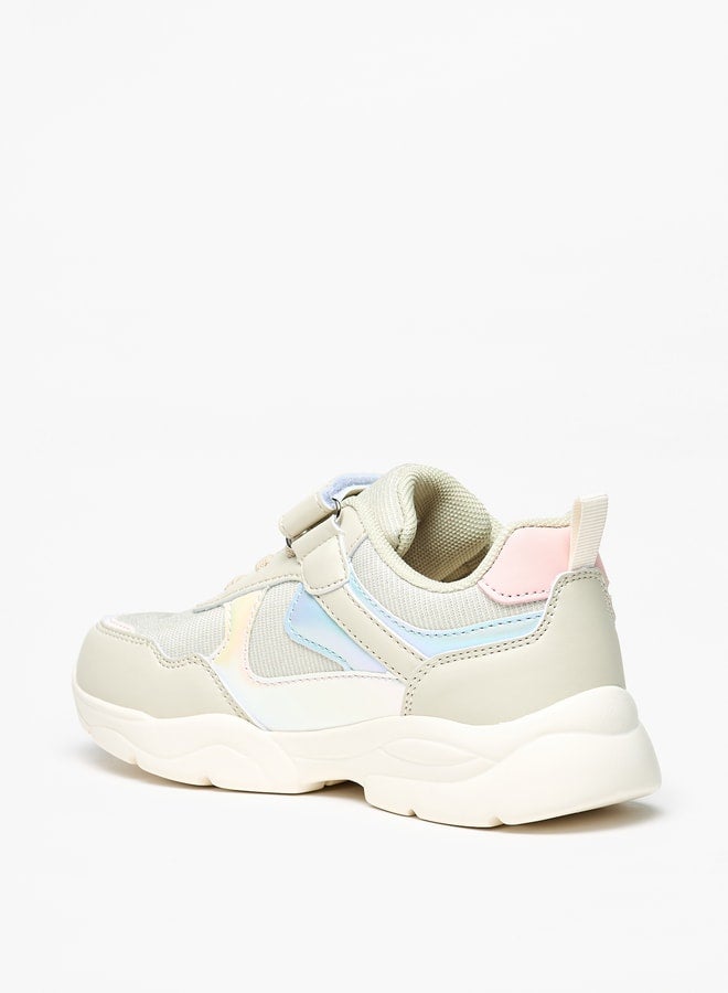 Flora Bella By Shoexpress Girls Textured Sneakers with Hook and Loop Closure  - Image 3