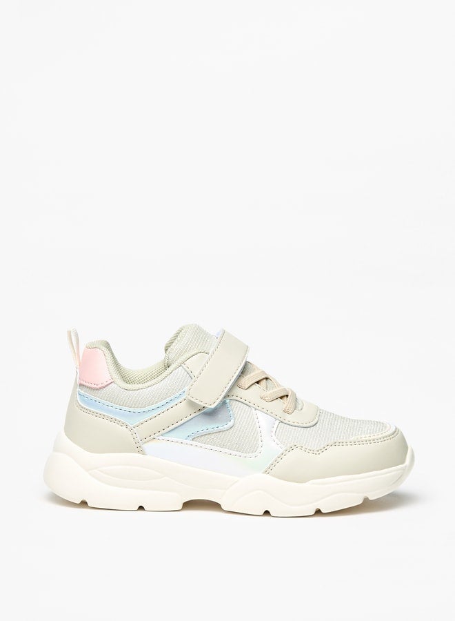 Flora Bella By Shoexpress Girls Textured Sneakers with Hook and Loop Closure  - Image 1