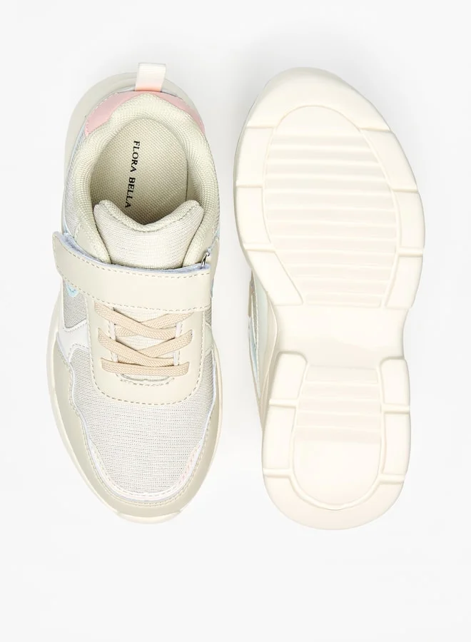 Flora Bella By Shoexpress Girls Textured Sneakers with Hook and Loop Closure