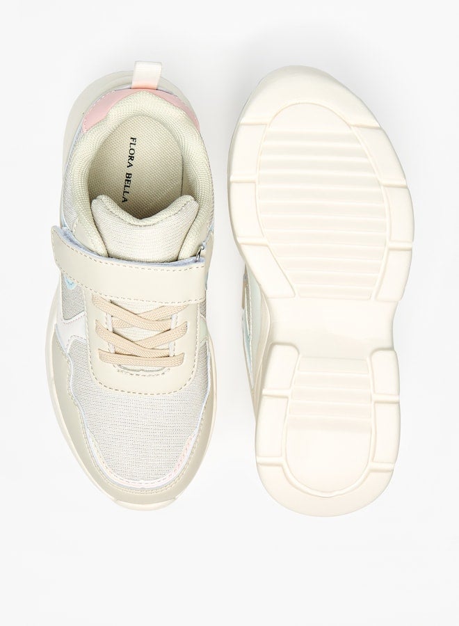 Flora Bella By Shoexpress Girls Textured Sneakers with Hook and Loop Closure  - Image 4