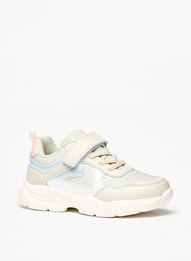 Flora Bella By Shoexpress Girls Textured Sneakers with Hook and Loop Closure  - Image 2