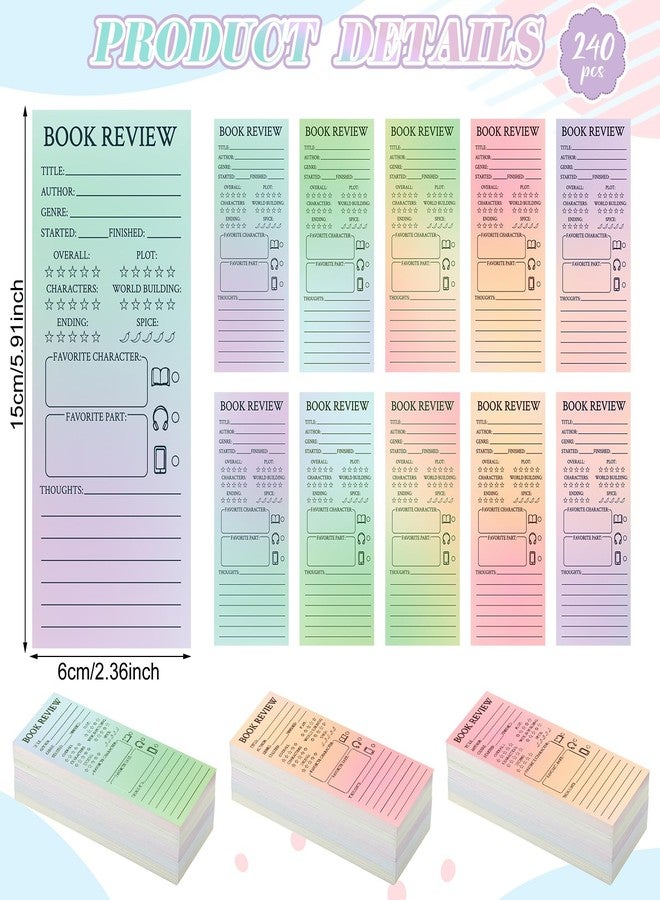 Faccito 240 Pcs Colorful Book Review Bookmarks Back to School Reading Log Page Markers for Book Lovers Readers Gift Reading Page Tracker for Students Teachers Women to Review Tracker(Gradient) - Image 2
