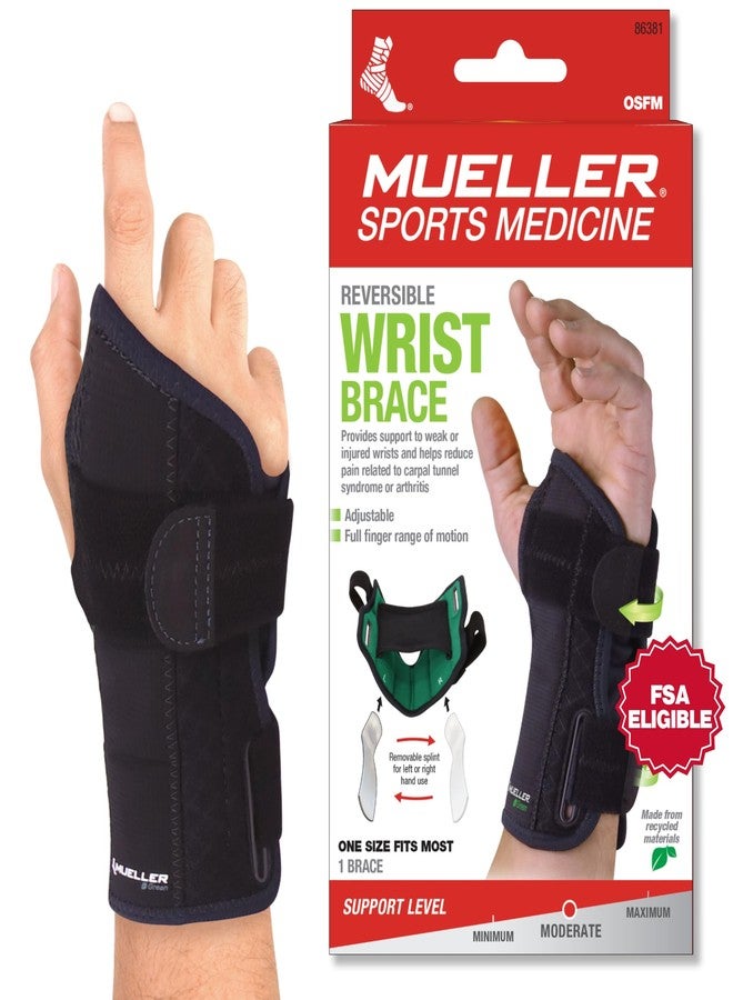 MUELLER Sports Medicine Green Fitted Wrist Brace, Wrist Pain Relief Support for Men and Women, Ideal for Carpal Tunnel, Tendinitis, Arthritis, Fits Left or Right Hand, Black, One Size - Image 1