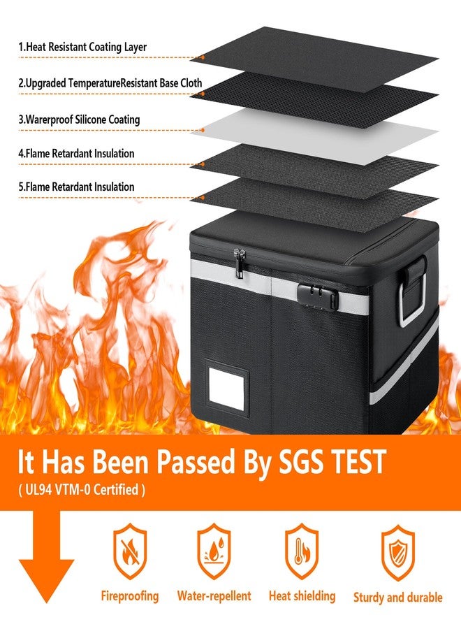 Ekunivers Fireproof Document Box,Portable File Organizer with Lock,Water-Resistant Document Organizer Collapsible File Cabinets for Home Office Safe Storage Box for Hanging Letter/Legal Folders-Orange - Image 2
