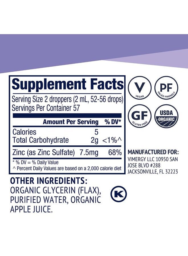 Vimergy Liquid Zinc – Fast-Absorbing Immune Support* – Promotes Healthy Bones & Skin – USDA Certified Organic, Vegan, Non-GMO – 57 Servings (115 mL) - Image 5