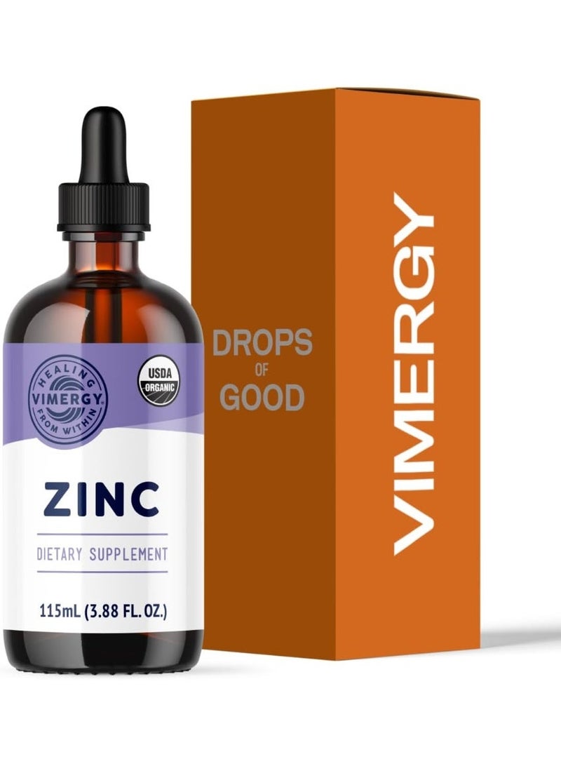 Vimergy Liquid Zinc – Fast-Absorbing Immune Support* – Promotes Healthy Bones & Skin – USDA Certified Organic, Vegan, Non-GMO – 57 Servings (115 mL) - Image 1