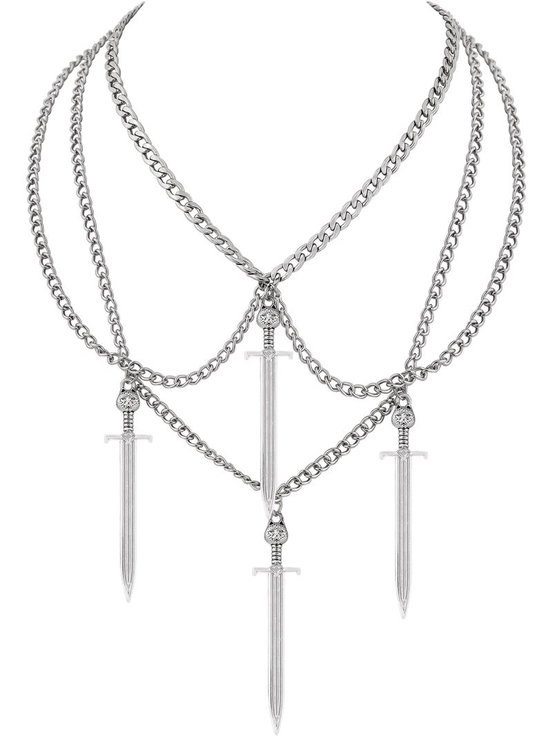 Sacina Grunge Skull Dagger Sword Necklace, Gothic Emo Grunge Necklace, Halloween Christmas Jewelry Gift For Women - Image 1