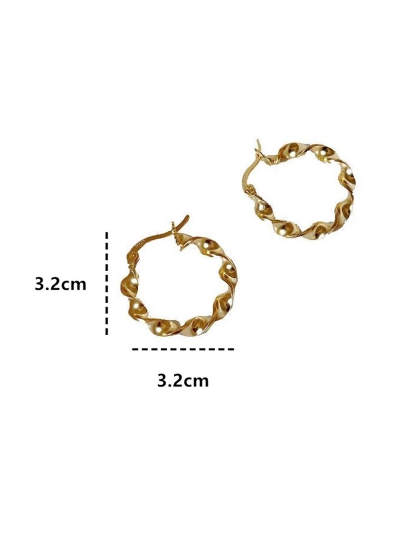 إيكوال حلق اذن نسائي دائري من الاستانلس ستيل أنيق وعالي الجودة باللون الذهبي - Image 5